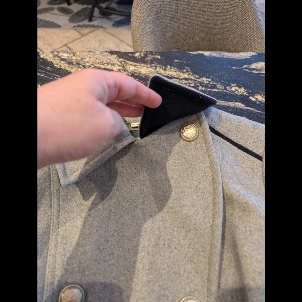 Vince Camuto Grey Wool Blend Double-Breasted Coat – Size Small - Picture 14 of 16
